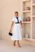 Vestido Midi de Crepe Off-White Com Recortes Chance Branco